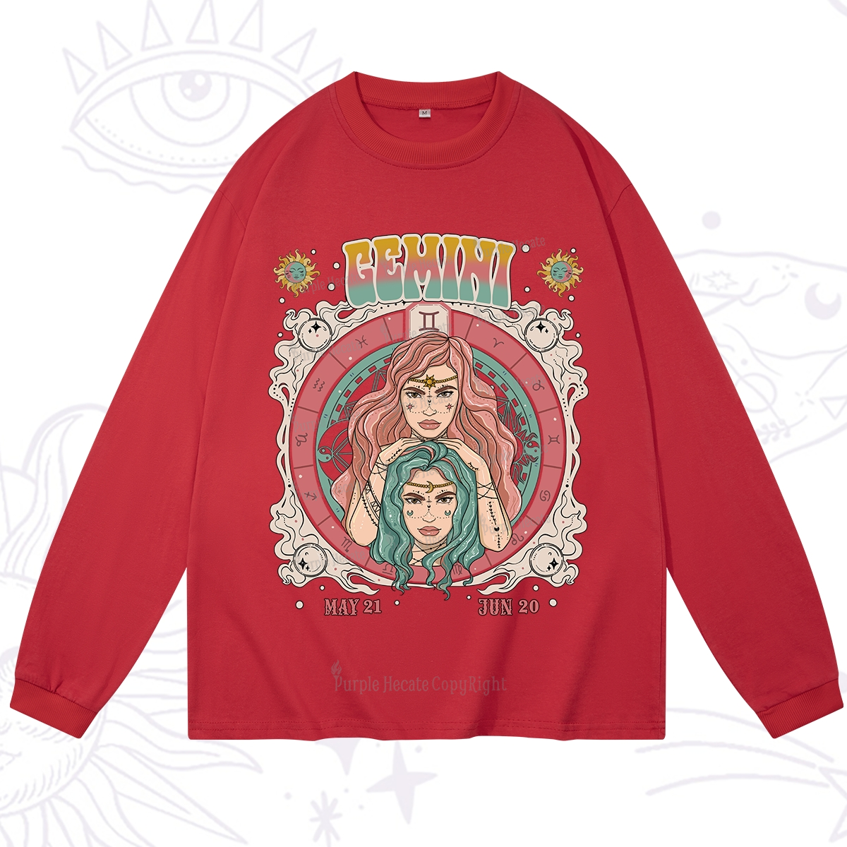 Purplehecate Gemini Cosmic Zodiac Long Sleeve T-Shirt