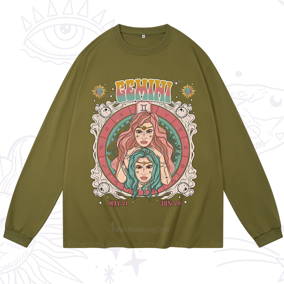 Purplehecate Gemini Cosmic Zodiac Long Sleeve T-Shirt