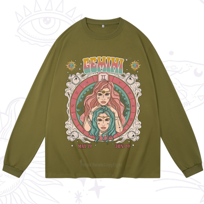 Purplehecate Gemini Cosmic Zodiac Long Sleeve T-Shirt