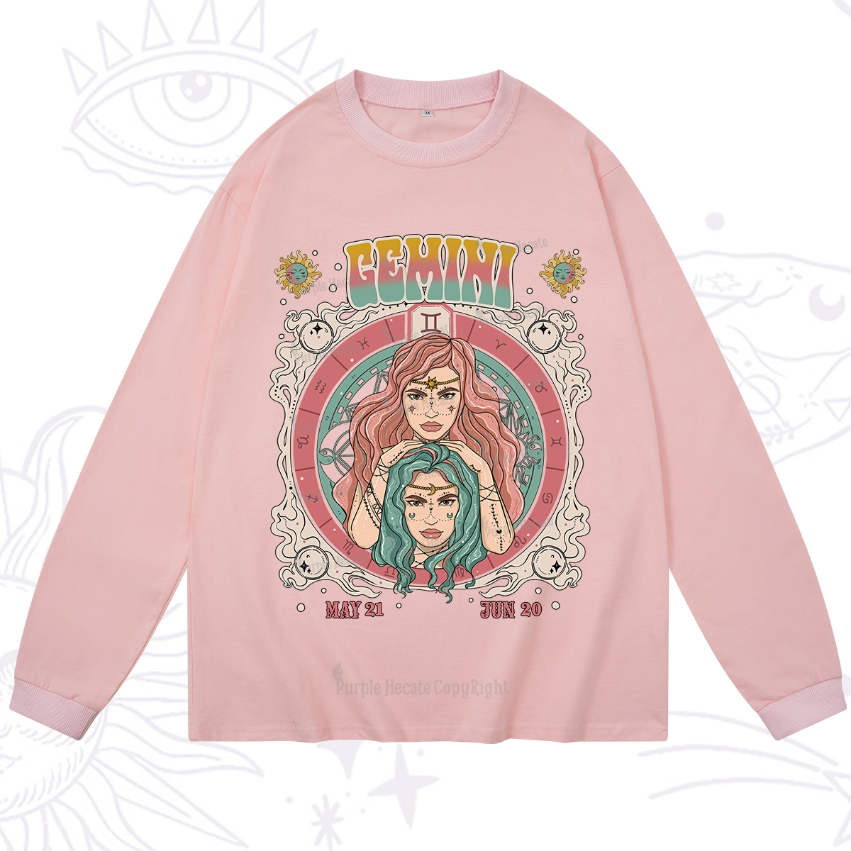 Purplehecate Gemini Cosmic Zodiac Long Sleeve T-Shirt