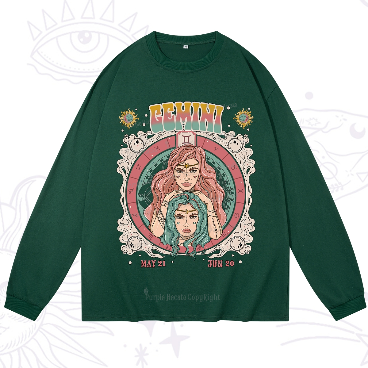 Purplehecate Gemini Cosmic Zodiac Long Sleeve T-Shirt