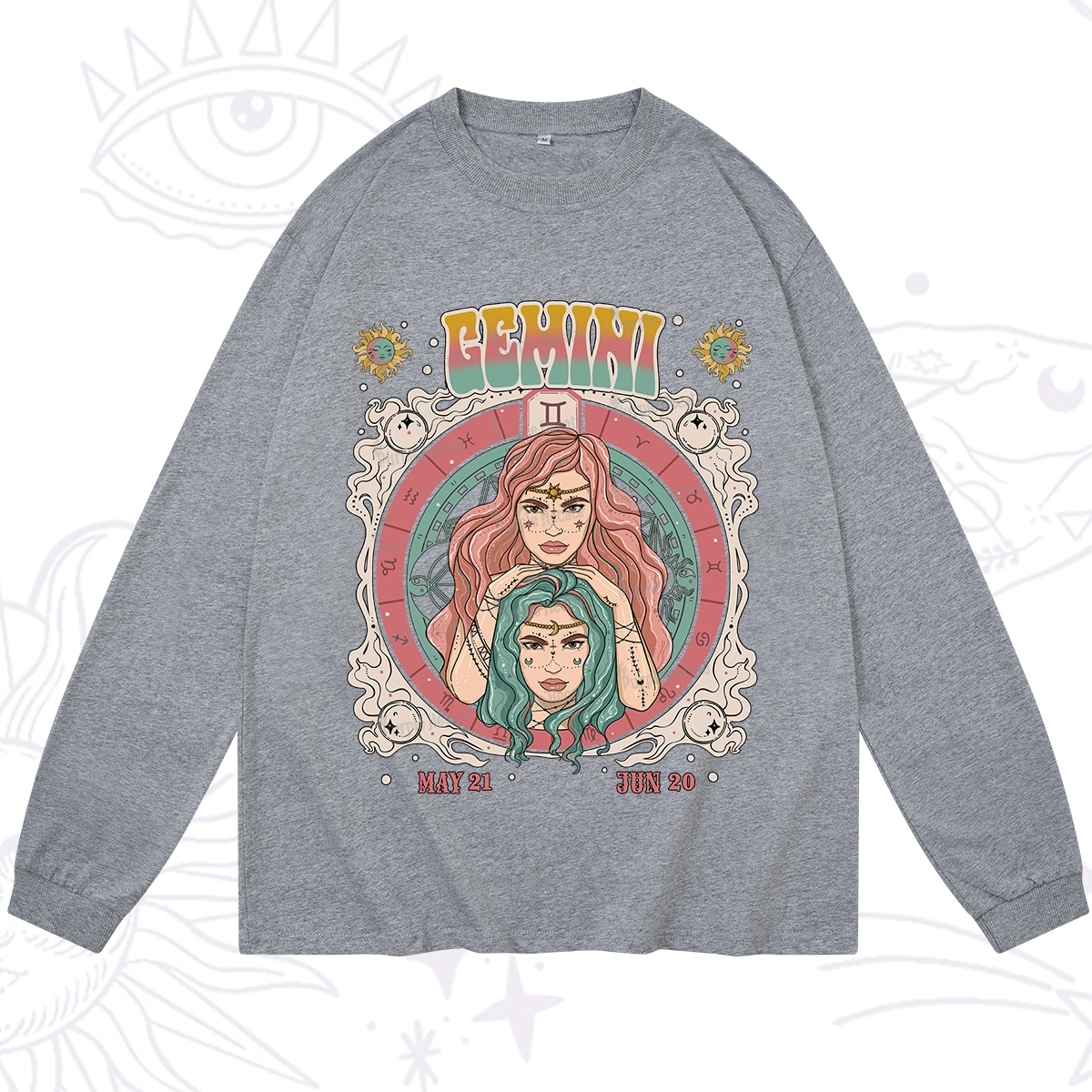 Purplehecate Gemini Cosmic Zodiac Long Sleeve T-Shirt