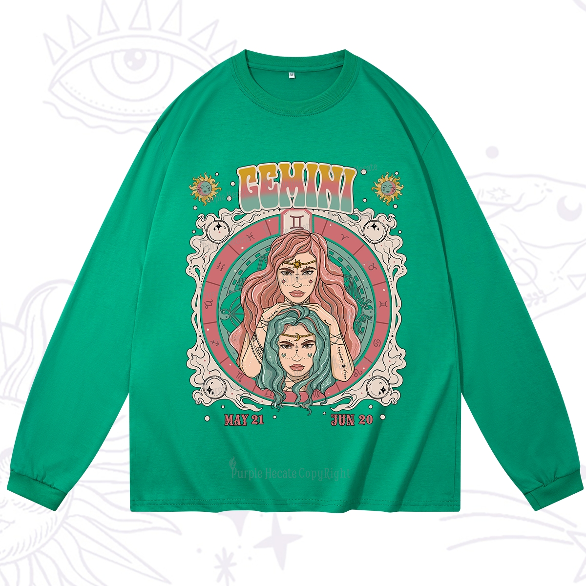 Purplehecate Gemini Cosmic Zodiac Long Sleeve T-Shirt