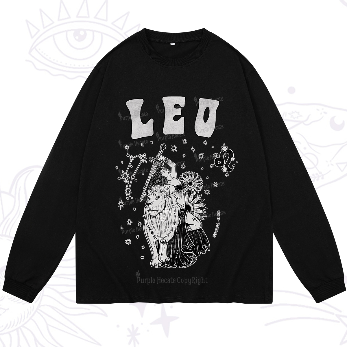 Purplehecate Leo Zodiac Glyphs  Long Sleeve T-Shirt
