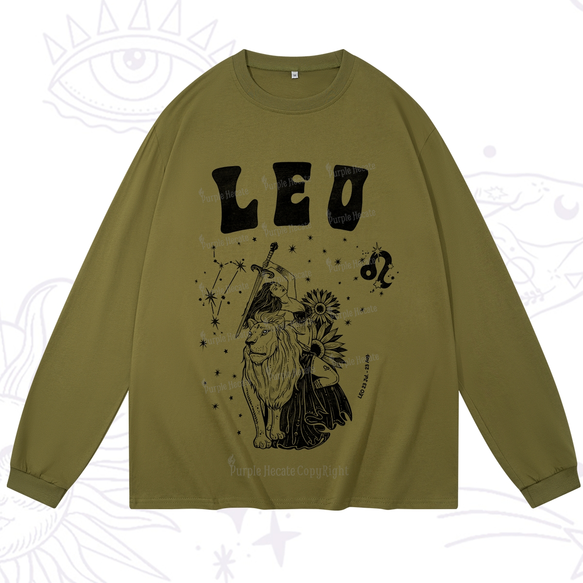 Purplehecate Leo Zodiac Glyphs  Long Sleeve T-Shirt