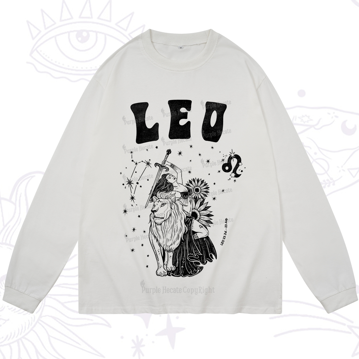 Purplehecate Leo Zodiac Glyphs  Long Sleeve T-Shirt