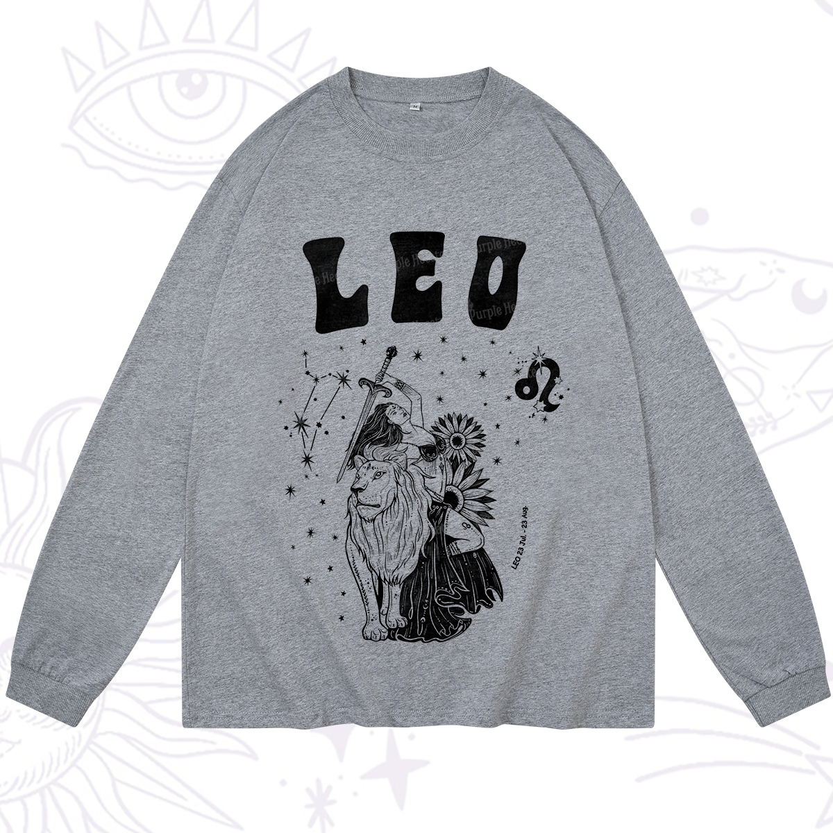 Purplehecate Leo Zodiac Glyphs  Long Sleeve T-Shirt