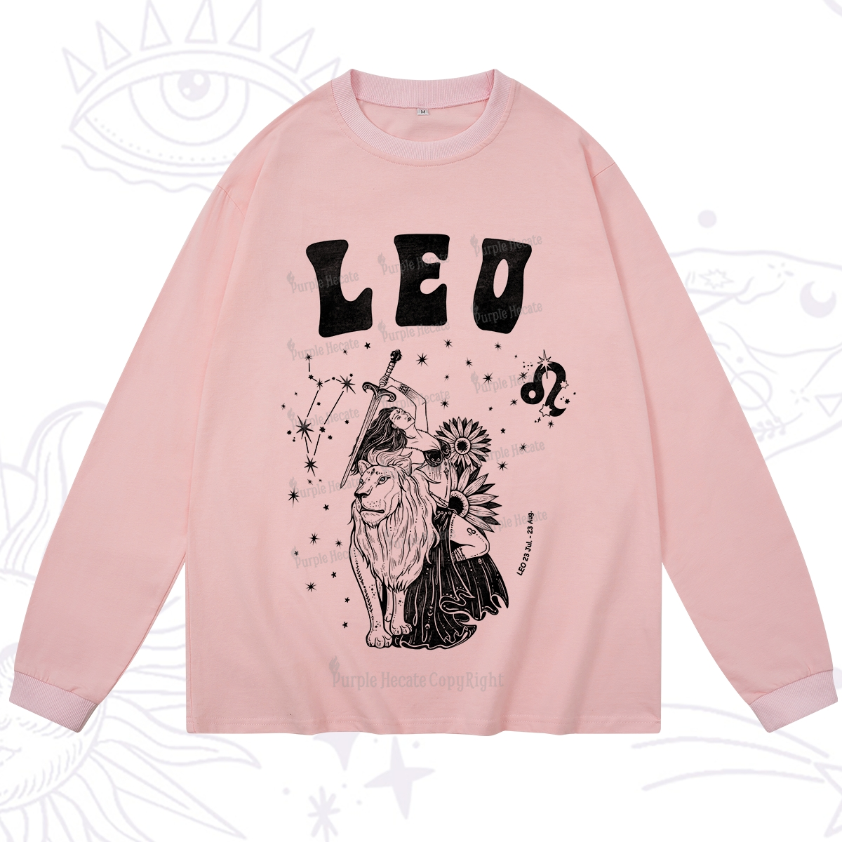 Purplehecate Leo Zodiac Glyphs  Long Sleeve T-Shirt