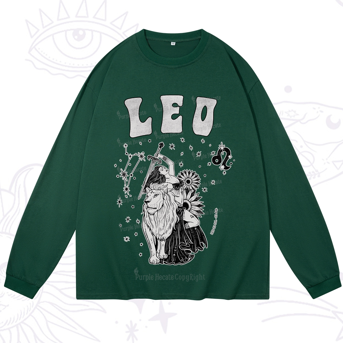 Purplehecate Leo Zodiac Glyphs  Long Sleeve T-Shirt