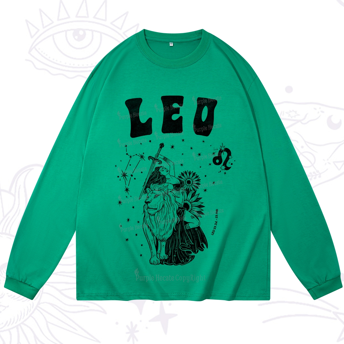 Purplehecate Leo Zodiac Glyphs  Long Sleeve T-Shirt