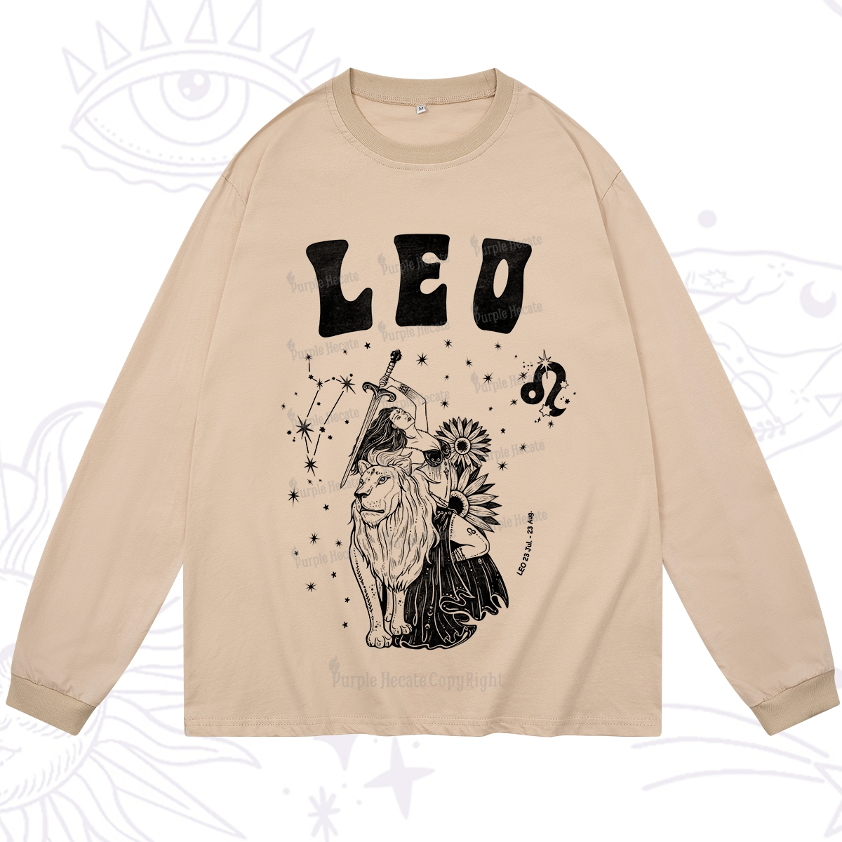 Purplehecate Leo Zodiac Glyphs  Long Sleeve T-Shirt