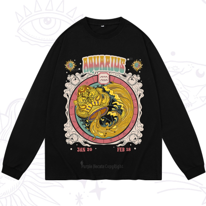 Purplehecate Aquarius Cosmic Zodiac Long Sleeve T-Shirt