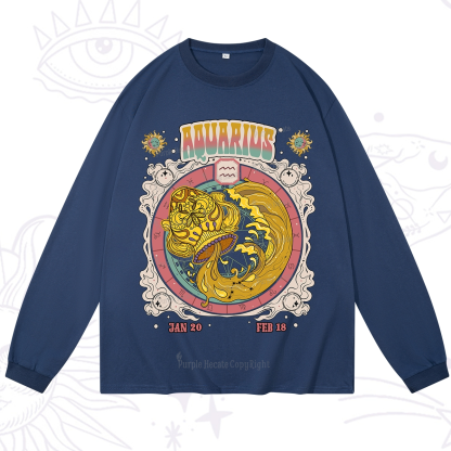 Purplehecate Aquarius Cosmic Zodiac Long Sleeve T-Shirt
