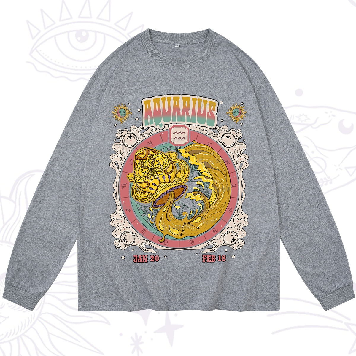 Purplehecate Aquarius Cosmic Zodiac Long Sleeve T-Shirt