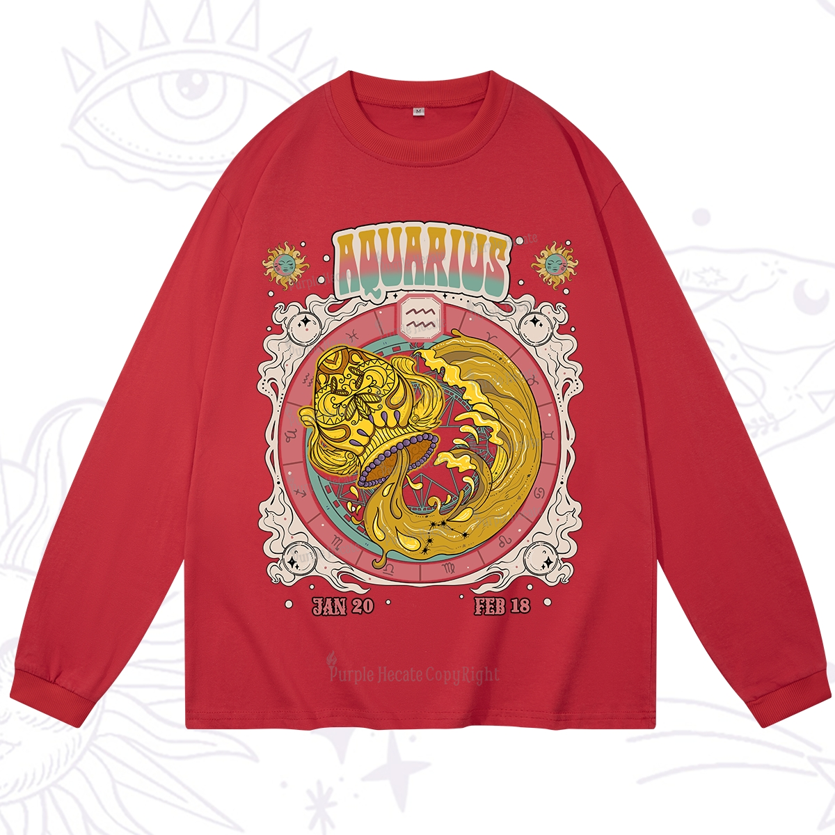 Purplehecate Aquarius Cosmic Zodiac Long Sleeve T-Shirt