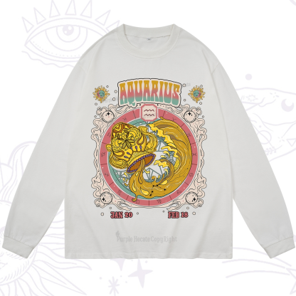 Purplehecate Aquarius Cosmic Zodiac Long Sleeve T-Shirt