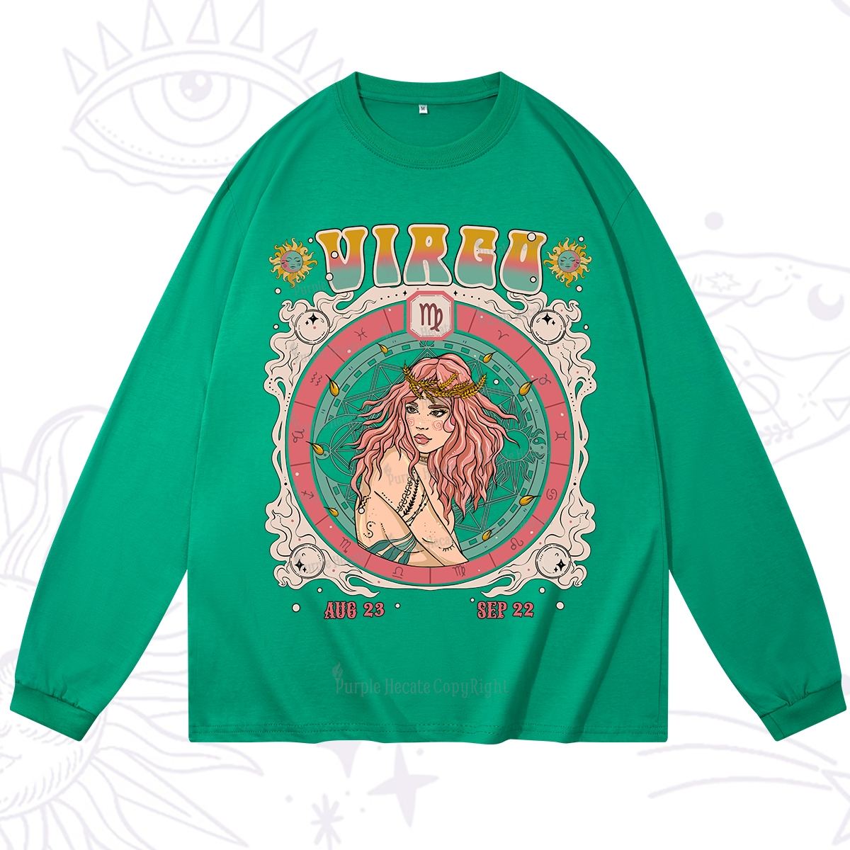 Purplehecate Virgo Cosmic Zodiac Long Sleeve T-Shirt