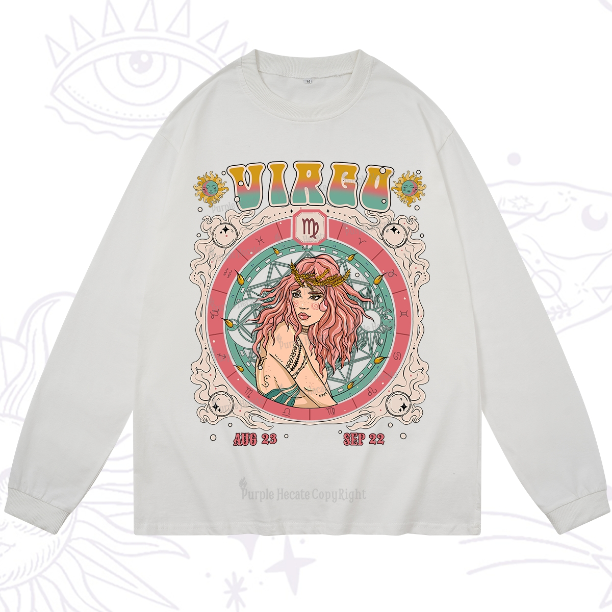 Purplehecate Virgo Cosmic Zodiac Long Sleeve T-Shirt