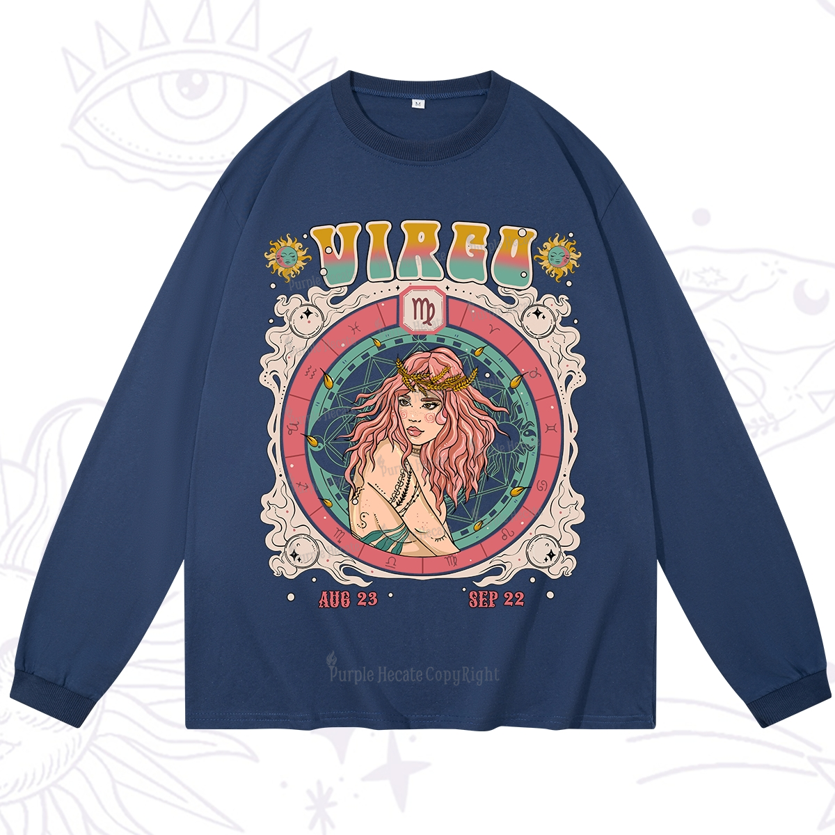 Purplehecate Virgo Cosmic Zodiac Long Sleeve T-Shirt