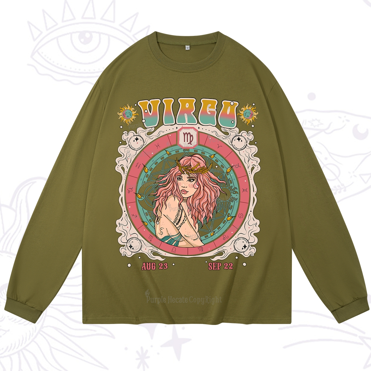 Purplehecate Virgo Cosmic Zodiac Long Sleeve T-Shirt