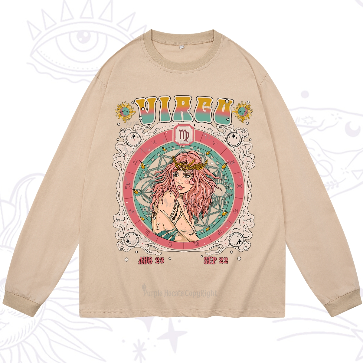 Purplehecate Virgo Cosmic Zodiac Long Sleeve T-Shirt