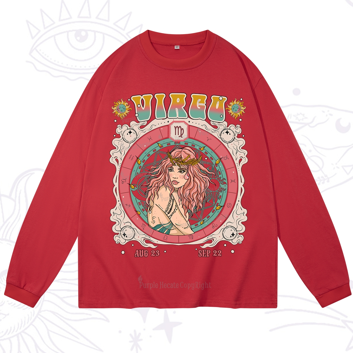 Purplehecate Virgo Cosmic Zodiac Long Sleeve T-Shirt