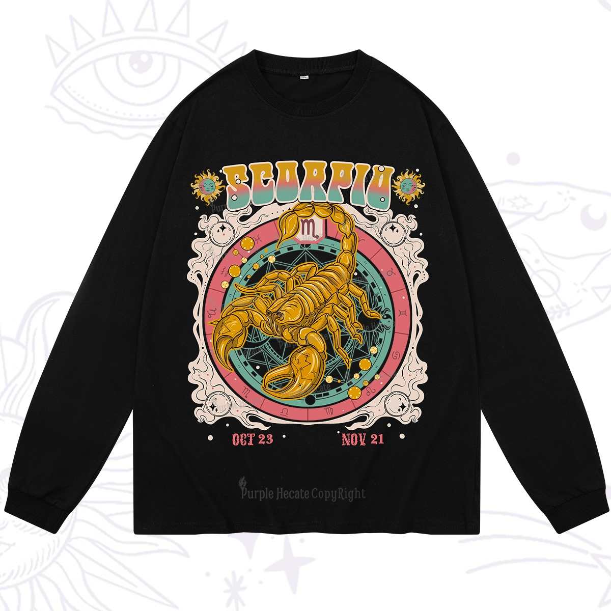 Purplehecate Scorpio Cosmic Zodiac Long Sleeve T-Shirt
