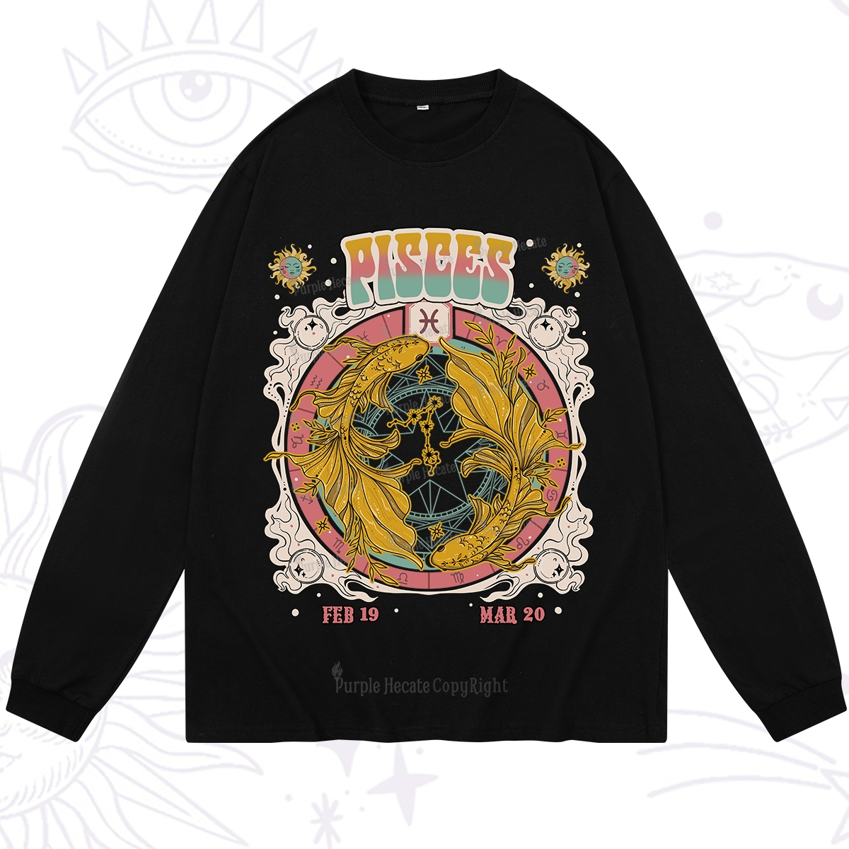 Purplehecate Pisces Cosmic Zodiac Long Sleeve T-Shirt