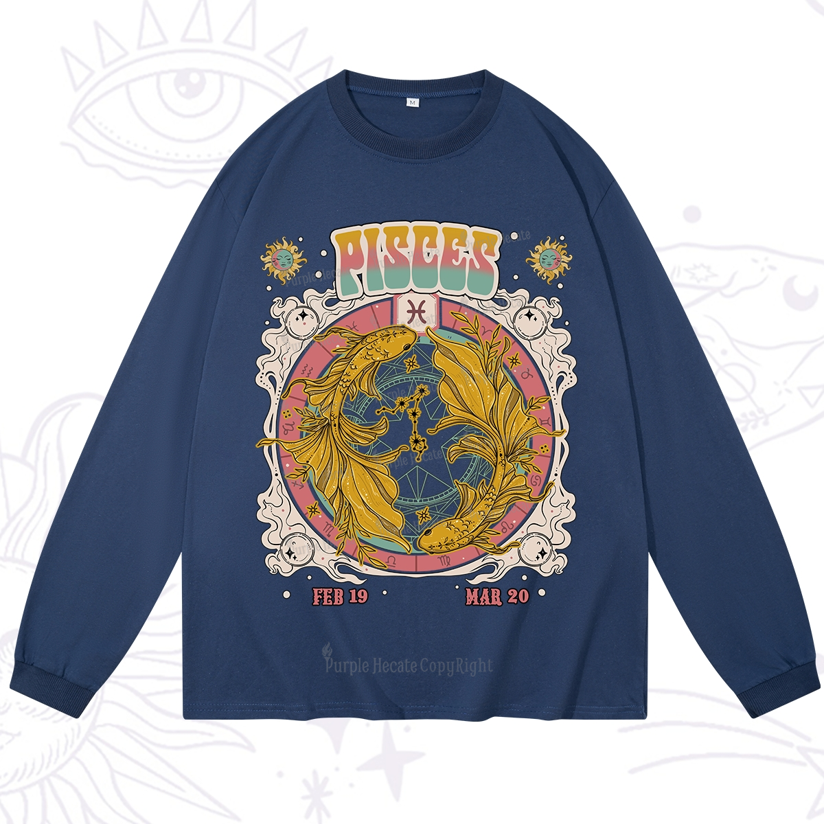 Purplehecate Pisces Cosmic Zodiac Long Sleeve T-Shirt