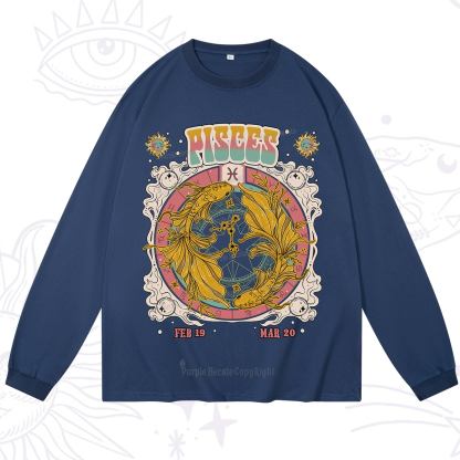 Purplehecate Pisces Cosmic Zodiac Long Sleeve T-Shirt