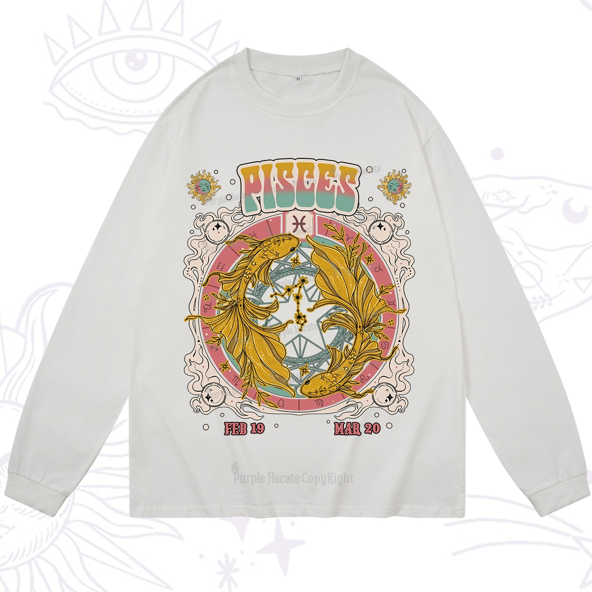Purplehecate Pisces Cosmic Zodiac Long Sleeve T-Shirt