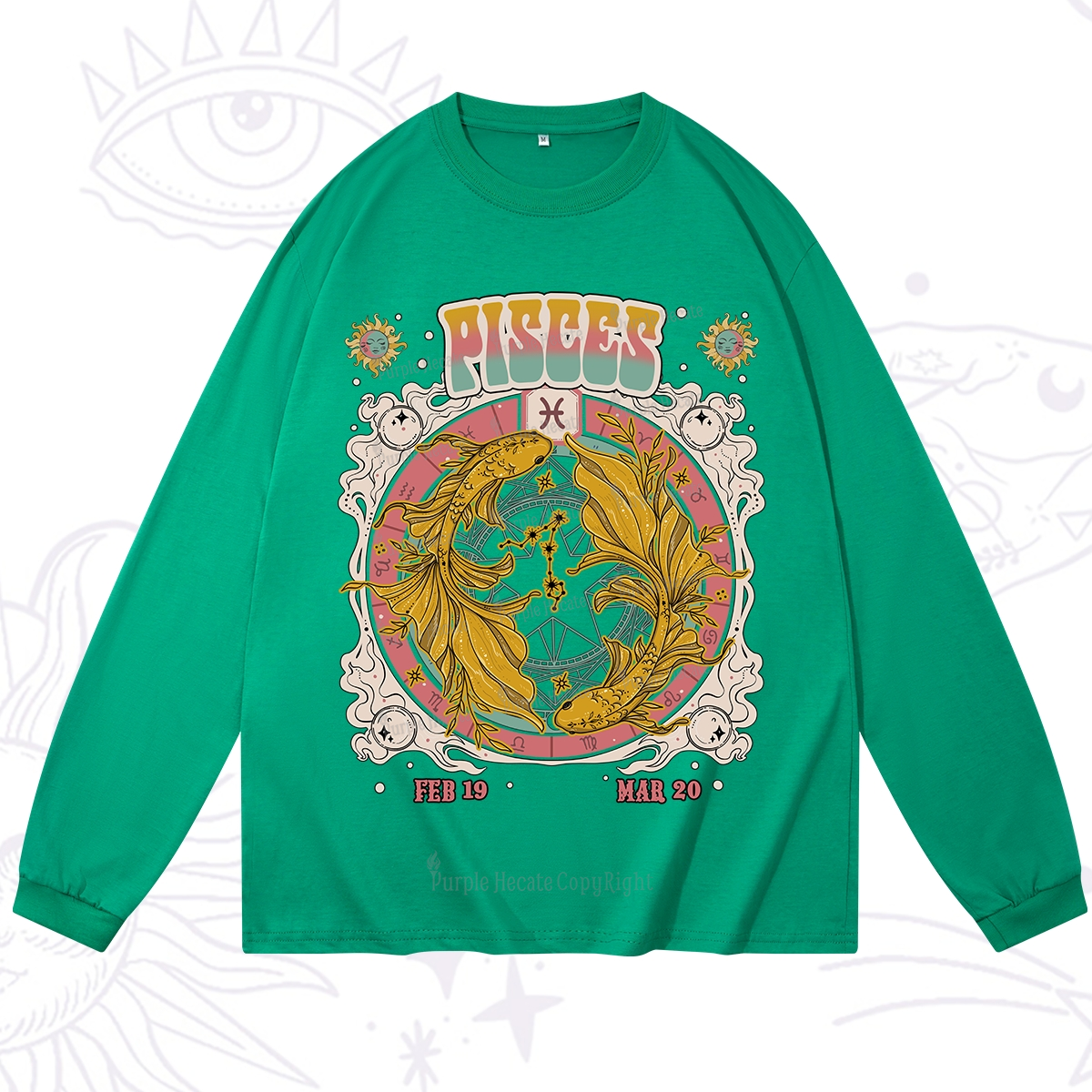 Purplehecate Pisces Cosmic Zodiac Long Sleeve T-Shirt