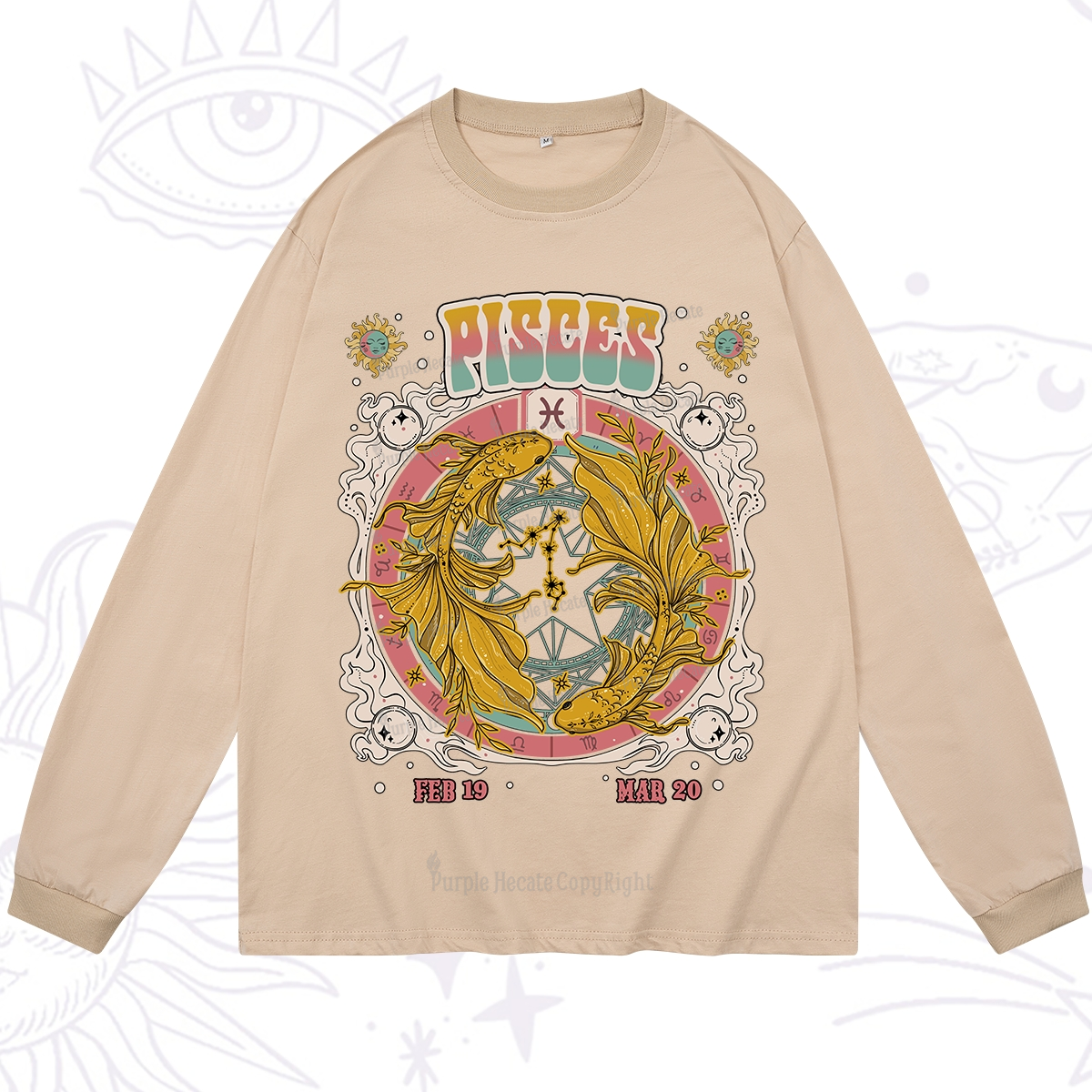 Purplehecate Pisces Cosmic Zodiac Long Sleeve T-Shirt