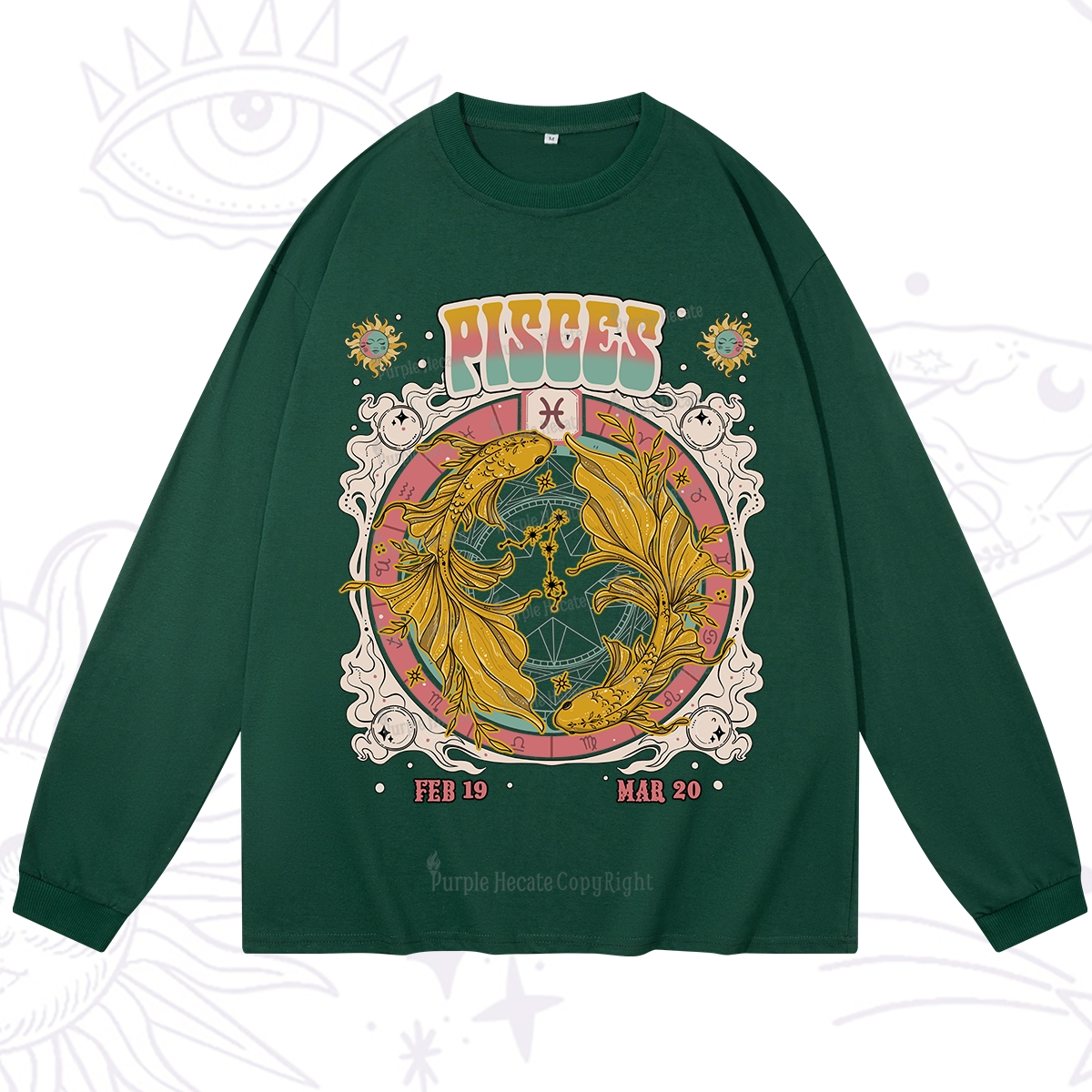 Purplehecate Pisces Cosmic Zodiac Long Sleeve T-Shirt