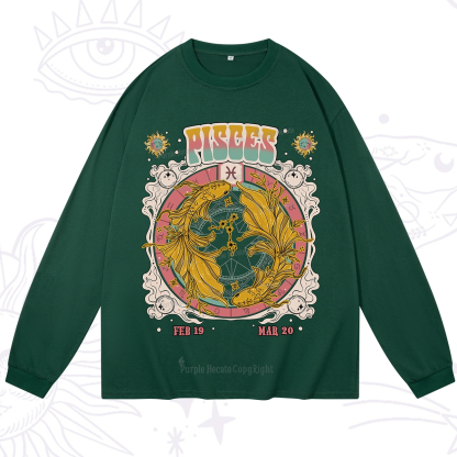 Purplehecate Pisces Cosmic Zodiac Long Sleeve T-Shirt
