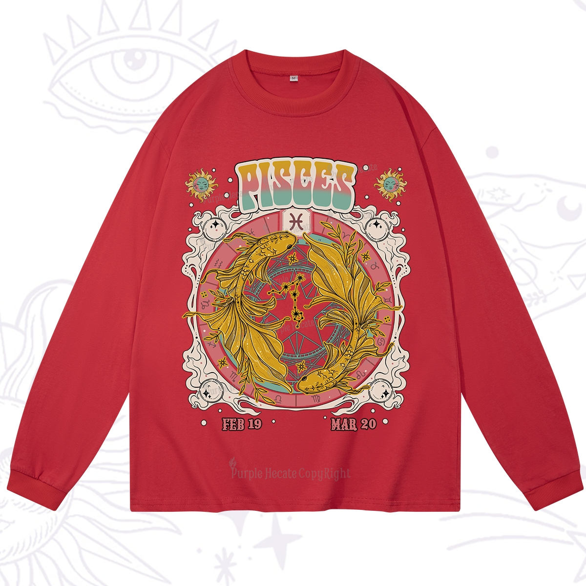 Purplehecate Pisces Cosmic Zodiac Long Sleeve T-Shirt