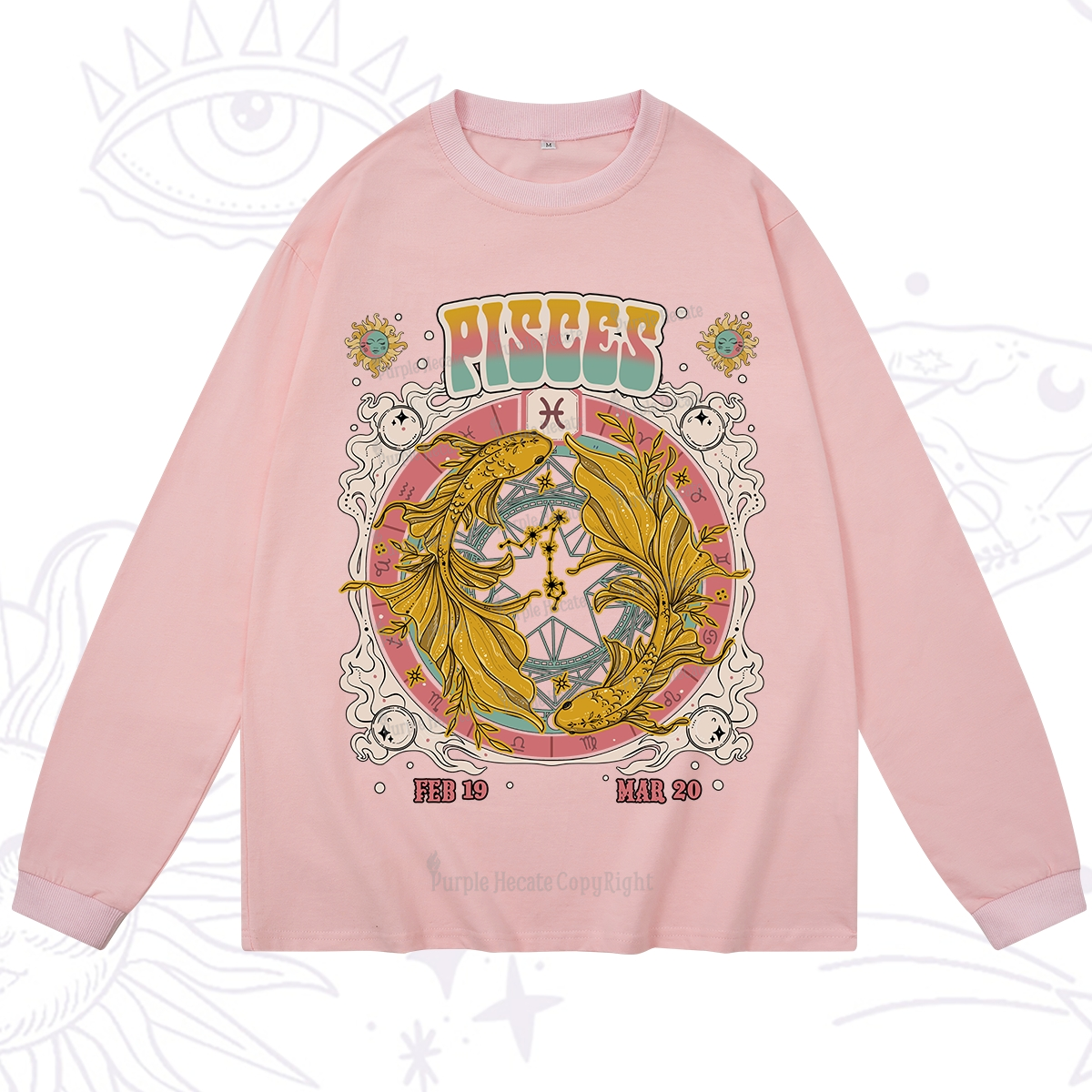 Purplehecate Pisces Cosmic Zodiac Long Sleeve T-Shirt