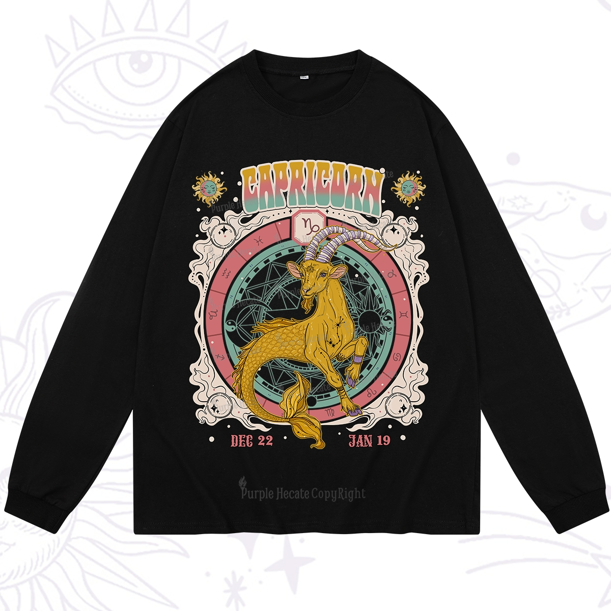 Purplehecate Capricorn Cosmic Zodiac Long Sleeve T-Shirt