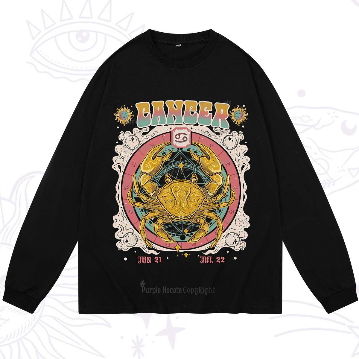 Purplehecate Cancer Cosmic Zodiac Long Sleeve T-Shirt