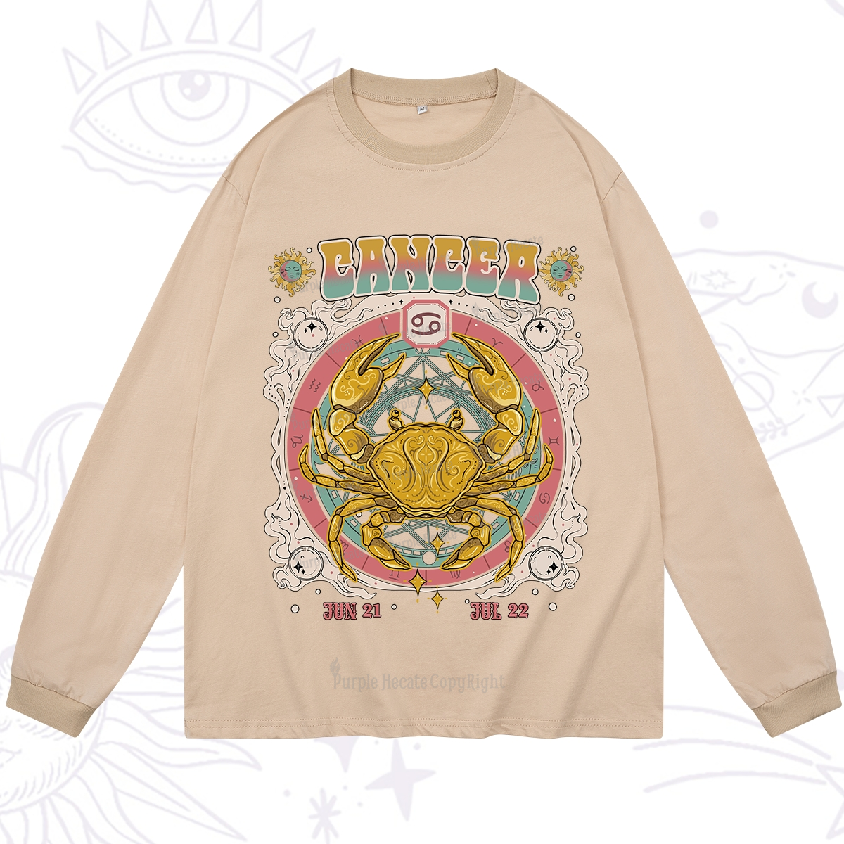 Purplehecate Cancer Cosmic Zodiac Long Sleeve T-Shirt