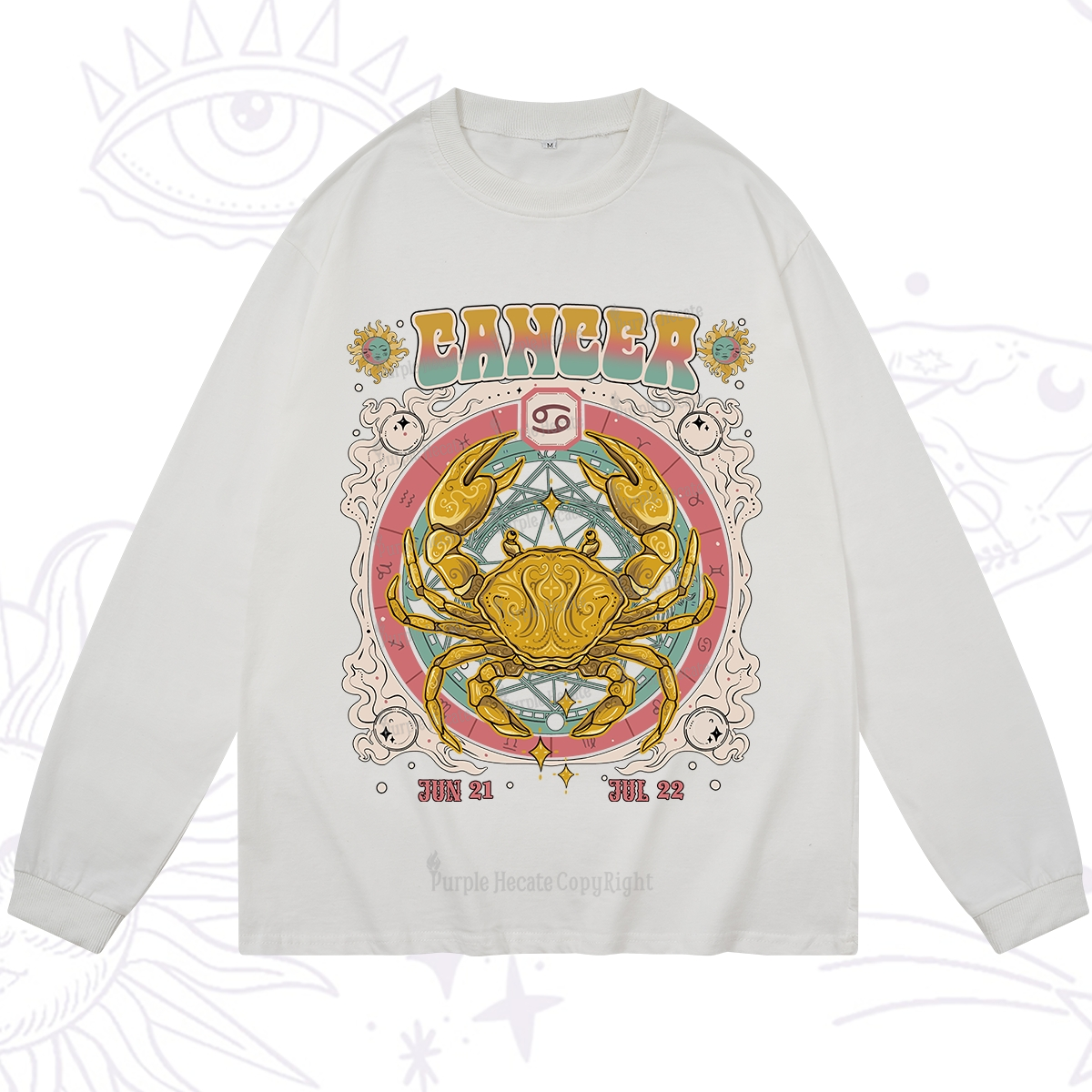 Purplehecate Cancer Cosmic Zodiac Long Sleeve T-Shirt