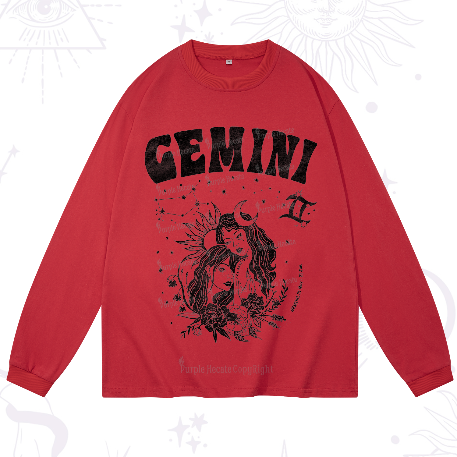 Purplehecate Gemini Zodiac Glyphs  Long Sleeve T-Shirt