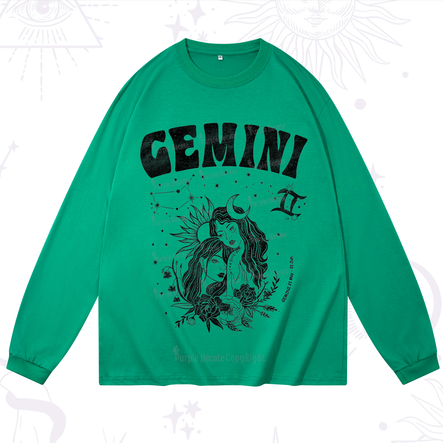 Purplehecate Gemini Zodiac Glyphs  Long Sleeve T-Shirt