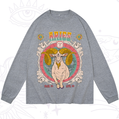 Purplehecate Aries Cosmic Zodiac Long Sleeve T-Shirt