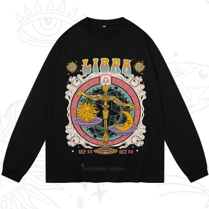Purplehecate Libra Cosmic Zodiac Long Sleeve T-Shirt