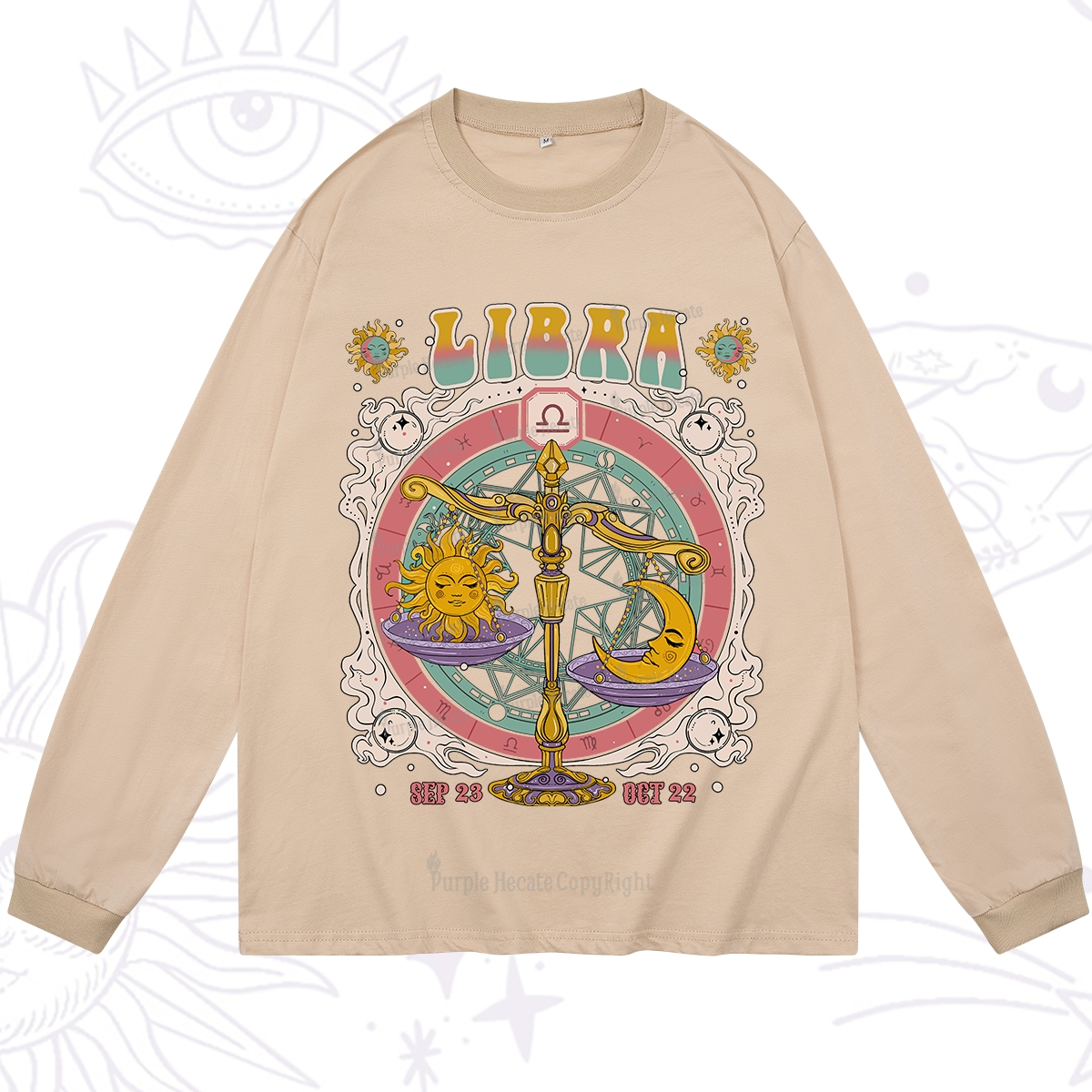 Purplehecate Libra Cosmic Zodiac Long Sleeve T-Shirt
