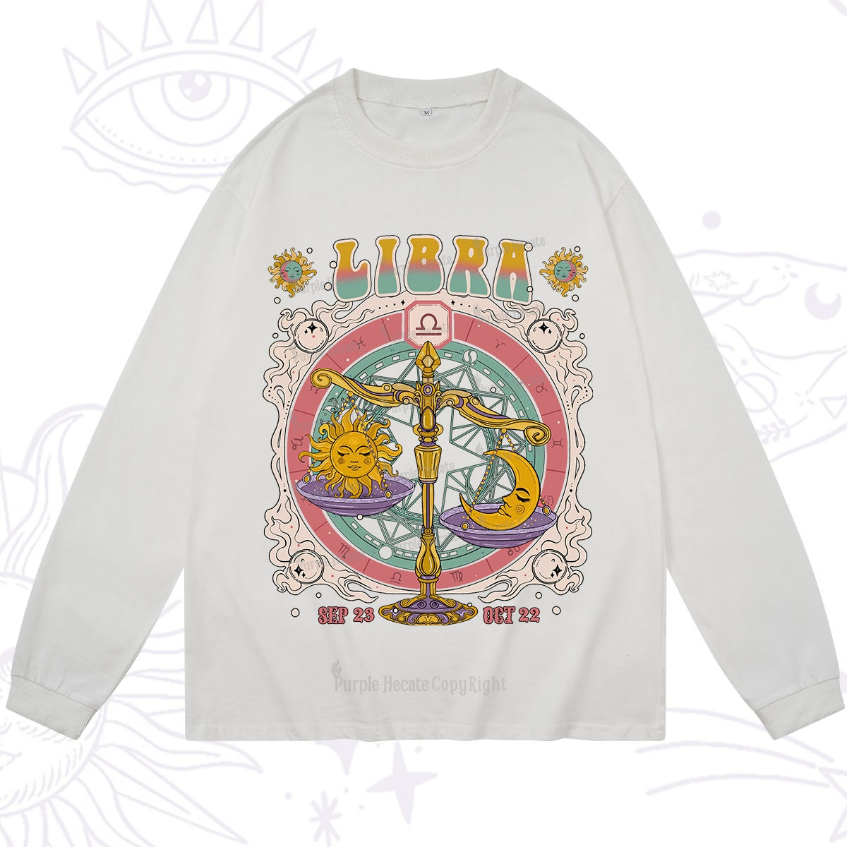 Purplehecate Libra Cosmic Zodiac Long Sleeve T-Shirt