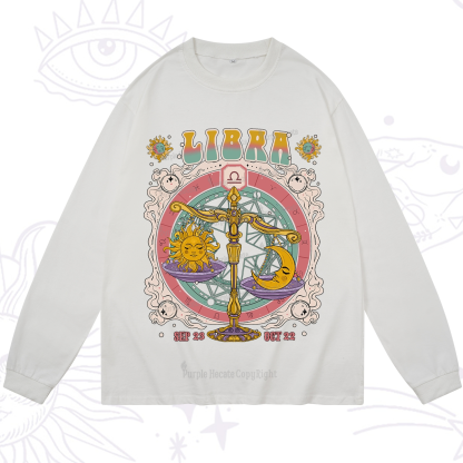 Purplehecate Libra Cosmic Zodiac Long Sleeve T-Shirt