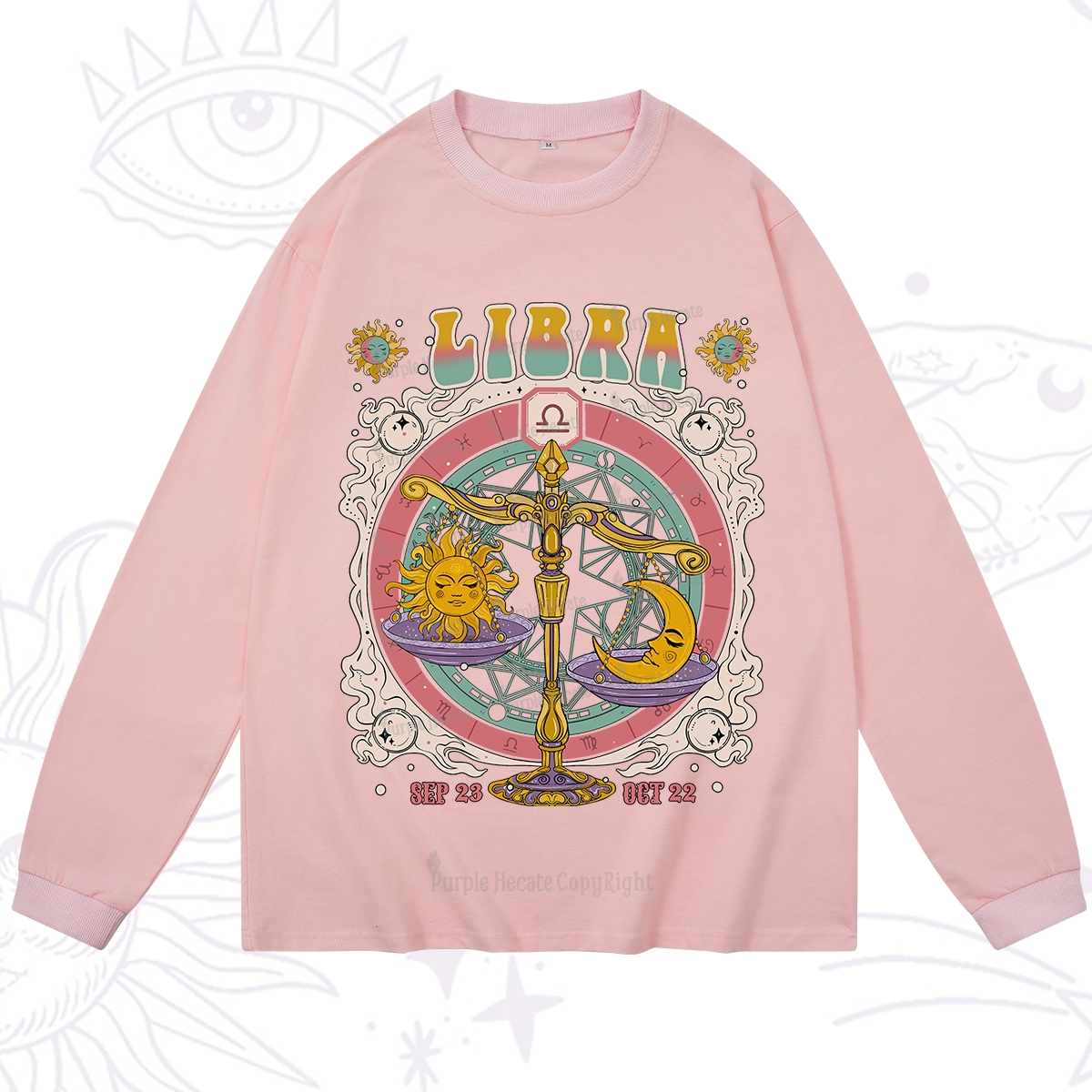 Purplehecate Libra Cosmic Zodiac Long Sleeve T-Shirt