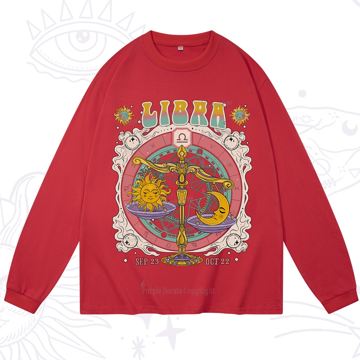Purplehecate Libra Cosmic Zodiac Long Sleeve T-Shirt